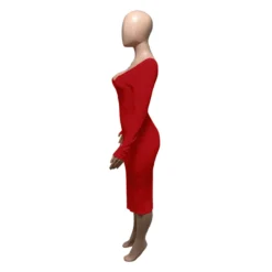 V-Neck Off-Shoulder Ribbed Slim Sexy Dress -Deals Toggenix Store caffeb8fdf202ac6