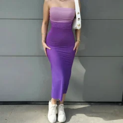 Women Summer Chic Gradient Strapless Pleated Dress -Deals Toggenix Store cbb3bd79477cb304