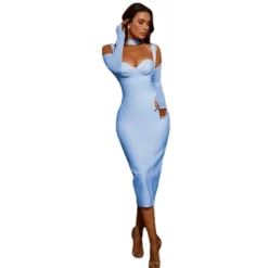 Spring Pure Color Evening Dress Straps Long Sleeve Slim Fitted Bandage Dress Women's Clothing -Deals Toggenix Store cbd35990e63b0ad2