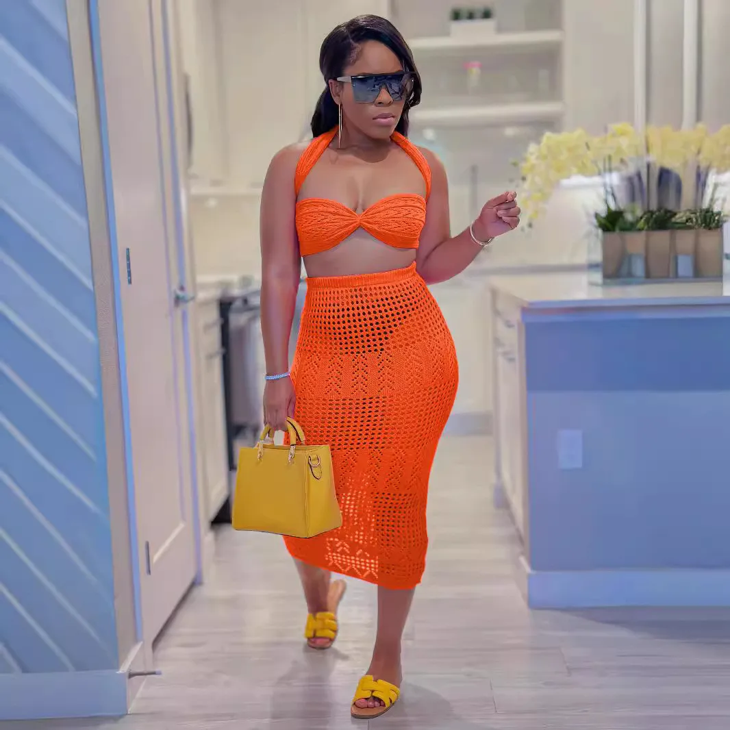 Women's Sexy Knitting Strapless Two Piece Skirt Set 12 Women's Sexy Knitting Strapless Two Piece Skirt Set - Image 12