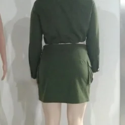 Women Turndown Collar Long Sleeve Pocket Top And Skirt Two-piece Set -Deals Toggenix Store d031e9b9733c4a7a