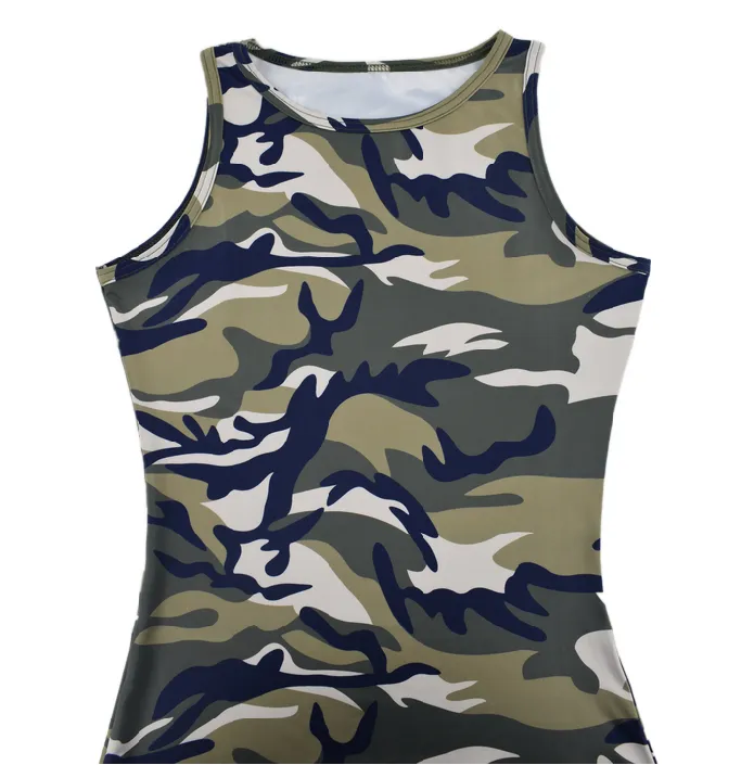 Women Sleeveless Camouflage Print Bodyson Dress 8 Women Sleeveless Camouflage Print Bodyson Dress - Image 8