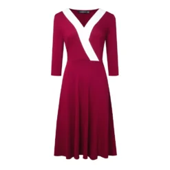 Mid Waist V Neck Color Block Zip Chic Career Fashionable Women Comfort Casual Dress 19 Mid Waist V Neck Color Block Zip Chic Career Fashionable Women Comfort Casual Dress -Deals Toggenix Store d0d9ec3636d9858e