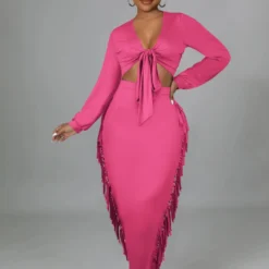 Spring Autumn Women Clothes Sexy V-Neck Long Sleeve Long Skirt Women'S Skirt Set -Deals Toggenix Store d105427c15c94024