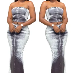 Women Sexy Retro Print Strapless Top And Bodycon Slit Skirt Two-piece Set 11 Women Sexy Retro Print Strapless Top And Bodycon Slit Skirt Two-piece Set -Deals Toggenix Store d10ddaf013c1d19f