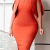 Summer Fashion Chic Elegant Office Bodycon Office Plus Size African Dress