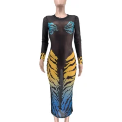 Women Casual Tiger Print Mesh Dress -Deals Toggenix Store d307759c78c5de08