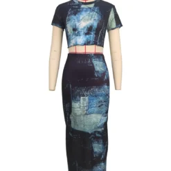 Women Fashion Sexy Elastic Digital Printing Two-Piece Skirt Set -Deals Toggenix Store d4a24c02375ce960