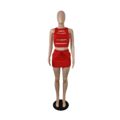 Women'S Summer Sexy Hollow Sleeveless Two-Piece Skirt Set -Deals Toggenix Store d54dee6302c071f3