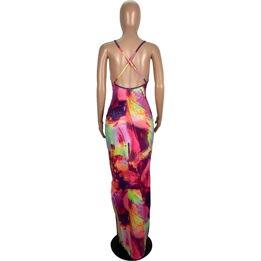 Summer Women Suspender Print Dress 3 Summer Women Suspender Print Dress - Image 3