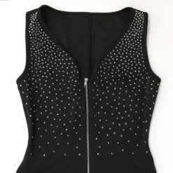 Fashion V Neck Zipper Dress Beaded Patchwork Sexy Bodycon Ruffle Dress -Deals Toggenix Store d60f09cb0678af09