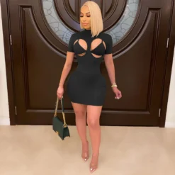 Women's Sexy Tight Fitting Mock Neck Outdoor Wear Nightclub Dress -Deals Toggenix Store d644cac46c18537b