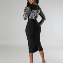 Women Sexy Long Sleeve Beaded Crop Top And Skirt Two-piece Set -Deals Toggenix Store d72970d62ef5341c