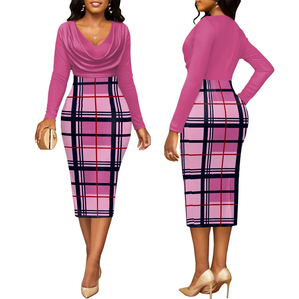 Sexy Fashion Digital Printing V-Neck Long Sleeve Women's Dress 3 Sexy Fashion Digital Printing V-Neck Long Sleeve Women's Dress - Image 3