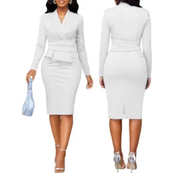 Sexy And Fashionable Solid Color Career Women's V-Neck Dress -Deals Toggenix Store d81cc17cab40bcda