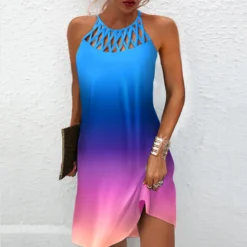 Women'S Cutout Print Sleeveless Casual Dress -Deals Toggenix Store d8ae4db88f017271