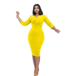 Women's Dress African Chic Elegant Beaded Ruffle V Neck Bodycon Dress -Deals Toggenix Store d92ed2b98a5b3860