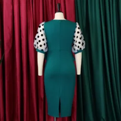 Plus Size Women'S Fashion Dot Mesh Patchwork V Neck Chic Career Bodycon Dress -Deals Toggenix Store d94535c32e62c582