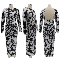 Women Patterned Long Sleeve Printed Sexy Backless Maxi Dress -Deals Toggenix Store d996cfd8484295d7