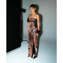 Women Sexy Backless Printed Strapless Slit Lace-Up Dress -Deals Toggenix Store da1761b5a94d5208