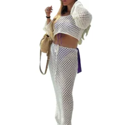 Sexy Women's Long-Sleeved Knitting Shirt High-Waisted Long Skirt Two Piece Set -Deals Toggenix Store da5eb030daa32417