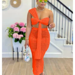 Women's Sexy Knitting Strapless Two Piece Skirt Set 15 Women's Sexy Knitting Strapless Two Piece Skirt Set -Deals Toggenix Store dabaa2a5f105dc16