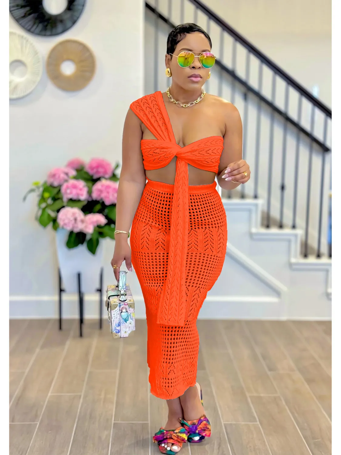 Women's Sexy Knitting Strapless Two Piece Skirt Set 4 Women's Sexy Knitting Strapless Two Piece Skirt Set - Image 4