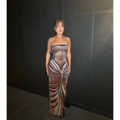 Women Sexy Backless Printed Strapless Slit Lace-Up Dress -Deals Toggenix Store dadf55140797d162