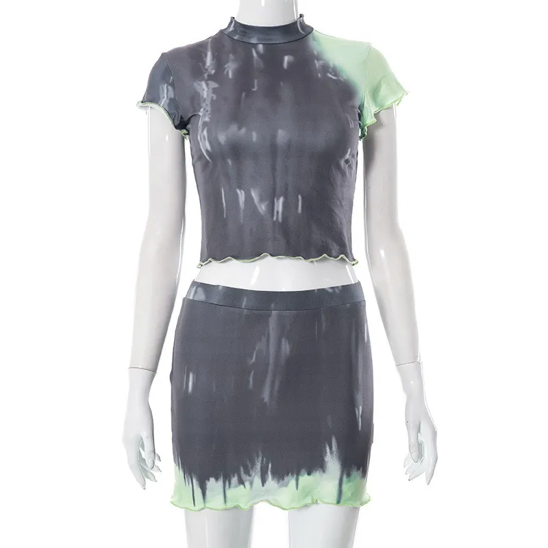 Women's Summer Fashion Print Short Sleeve Top Skirt Casual Two Piece Set 4 Women's Summer Fashion Print Short Sleeve Top Skirt Casual Two Piece Set - Image 4