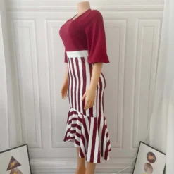 Women's Stripe Irregular Patchwork Mermaid Dress Chic Career Dress -Deals Toggenix Store dcbd496598d633ba