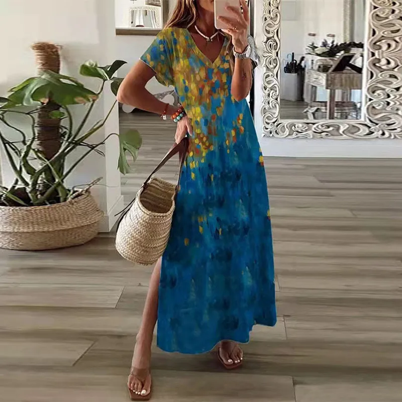 Women Loose Casual Print Short Sleeve Dress 17 Women Loose Casual Print Short Sleeve Dress - Image 17