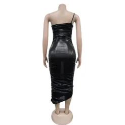 Fashion Women's Solid Color Sexy Slash Shoulder Pleated Dress -Deals Toggenix Store de41e3e270e61bb4