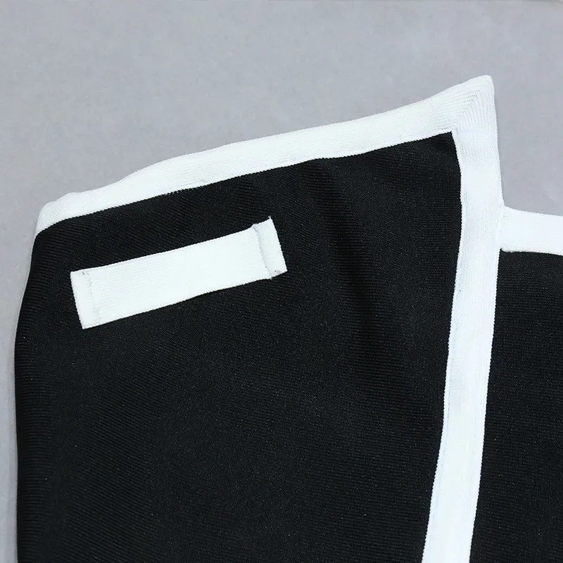 Spring Black And White Patchwork Bow Chic Elegant Low Back Women's Bandage Dress 1 Spring Black And White Patchwork Bow Chic Elegant Low Back Women's Bandage Dress