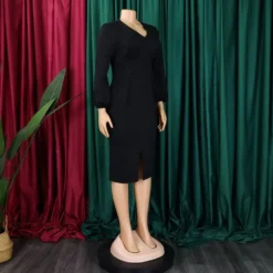 African Women V-neck Puff Sleeve Slit Dress -Deals Toggenix Store e135730102c37a62