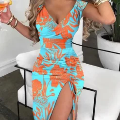 Fashion Sexy Trend Women's Irregular Gloral Dress Women