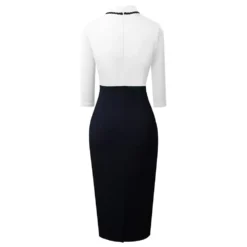 Women Elegant Round Neck Zip Colorblock Bodycon Dress -Deals Toggenix Store e1682088ddb6fcf1