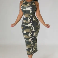 Women Sleeveless Camouflage Print Bodyson Dress 11 Women Sleeveless Camouflage Print Bodyson Dress -Deals Toggenix Store e210104050959065