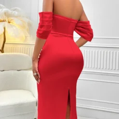 Women Sexy Summer Solid Off Shoulder Pleated Dress -Deals Toggenix Store e265a7e8135d0575