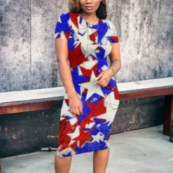 Print Short Sleeve Sexy Midi Dress -Deals Toggenix Store e4a3af59eb099aed