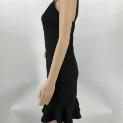 Fashion Solid Color Straps Ruffle Bodycon Dress