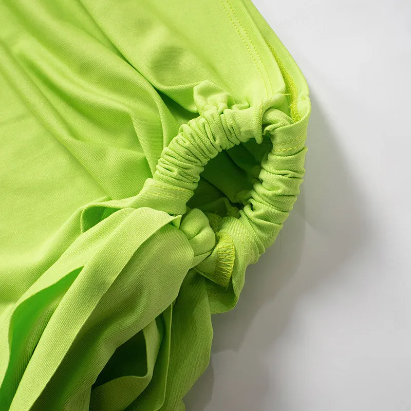 Women Summer Solid Gathered Backless Top And Slit Skirt Casual Two-piece Set 5 Women Summer Solid Gathered Backless Top And Slit Skirt Casual Two-piece Set - Image 5