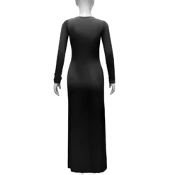 Women's Long-Sleeved Sexy Deep V-Neck Pleated Slim Long Dress 23 Women's Long-Sleeved Sexy Deep V-Neck Pleated Slim Long Dress -Deals Toggenix Store e583cc1e1e3cd336