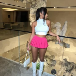 Women Summer Solid Color T-shirt + Pleated Dress Two-piece Set 27 Women Summer Solid Color T-shirt + Pleated Dress Two-piece Set -Deals Toggenix Store e76e3031486ceba8