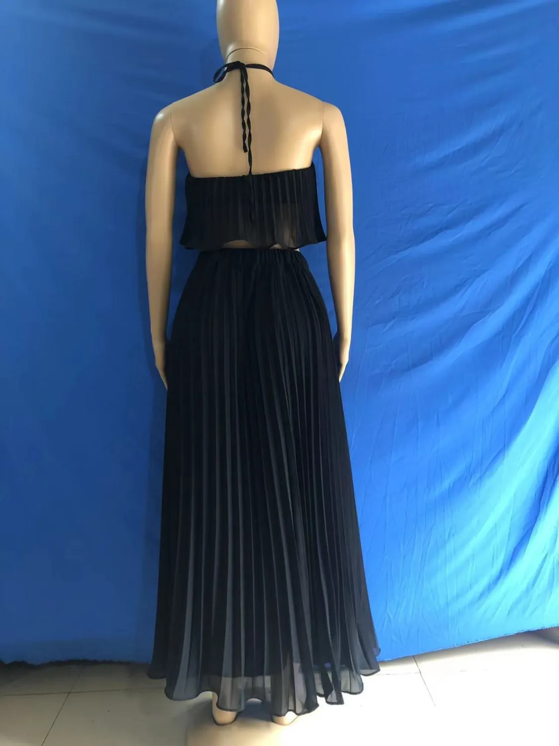 Women Summer Casual Solid Sleeveless Pleated Lace-Up Pleated Skirt 6 Women Summer Casual Solid Sleeveless Pleated Lace-Up Pleated Skirt - Image 6