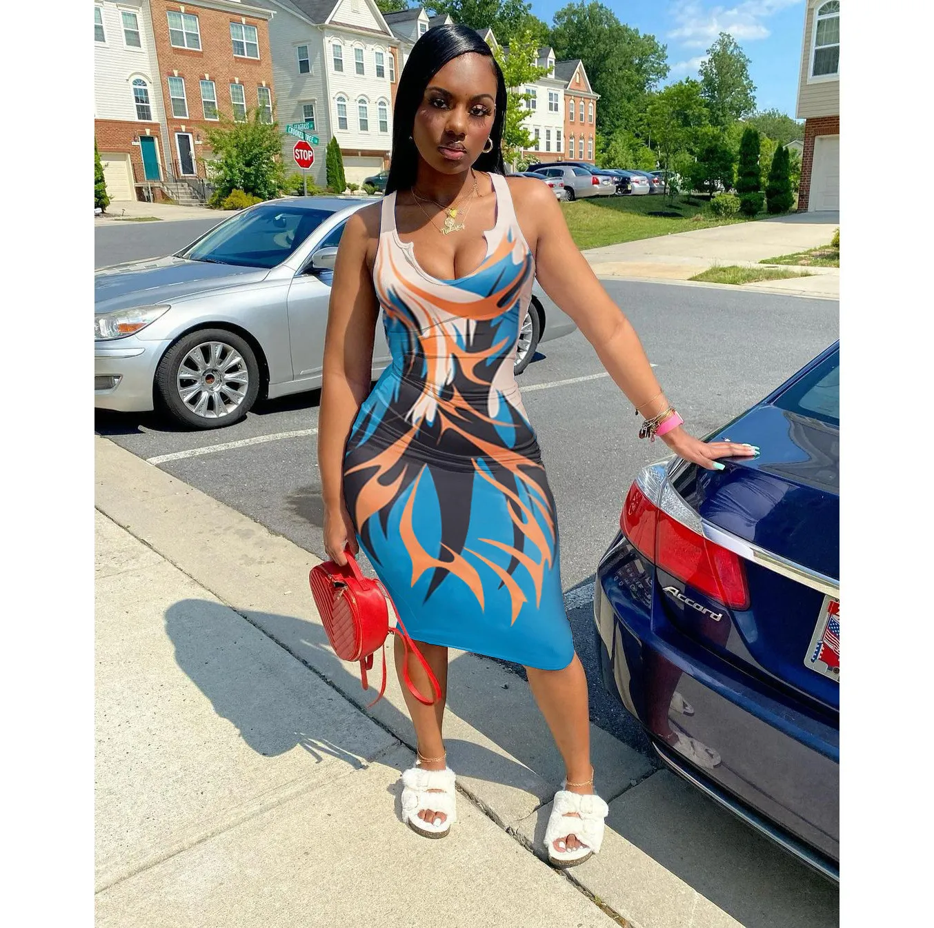 Women's Summer See-Through Sexy Print Dress Women 4 Women's Summer See-Through Sexy Print Dress Women - Image 4