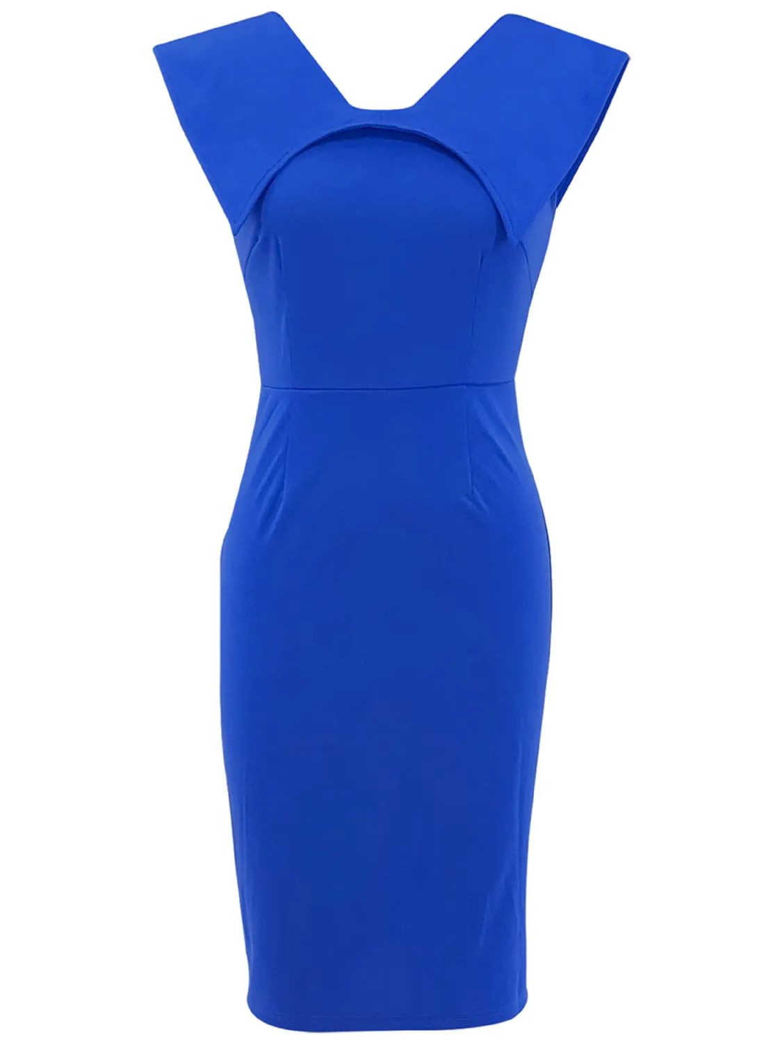 Women's Sleeveless Square Neck Zipper Slit Office Dress 11 Women's Sleeveless Square Neck Zipper Slit Office Dress - Image 11