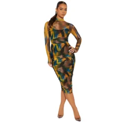 Women's See-Through Mesh Sling Print Sexy Two Piece Dress -Deals Toggenix Store e951160e77bb7991