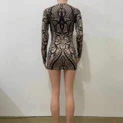 Women Brown Printed Long Sleeve Bodycon Dress -Deals Toggenix Store ea5add6c0b1f667e