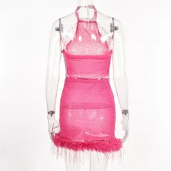 Women's Fishnet See-Through Sexy Halter Neck Vest Plush Skirt 2-Piece Set -Deals Toggenix Store ea7b72bc4fa8603d