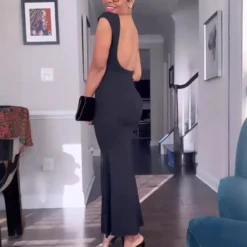 Women's Spring And Autumn Fashion Sexy Hollow Low Back Slim Bodycon Dress 22 Women's Spring And Autumn Fashion Sexy Hollow Low Back Slim Bodycon Dress -Deals Toggenix Store eb37bb844fc32e7c